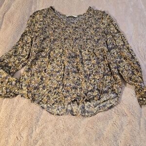 Sonoma Yellow and Blue Floral Blouse